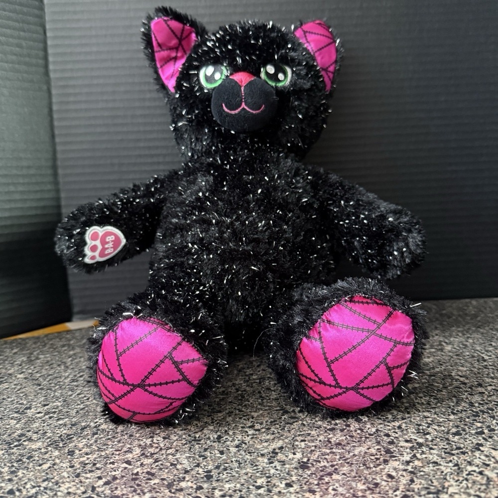 Build-A-Bear Kitty Night Magic Black Sparkle Cat Pink Plush Toy 2018‎ 16 Inch - Picture 3 of 9